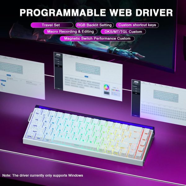 AULA HERO 68 HE Wired Hot-Swappable Magnetic Switch Gaming Keyboard, White Contour (Black King Switch) - Image 17