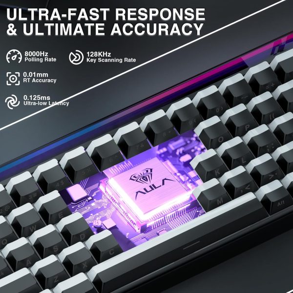 AULA HERO 68 HE Wired Hot-Swappable Magnetic Switch Gaming Keyboard, Black Light House (Uranus Switch) - Image 4