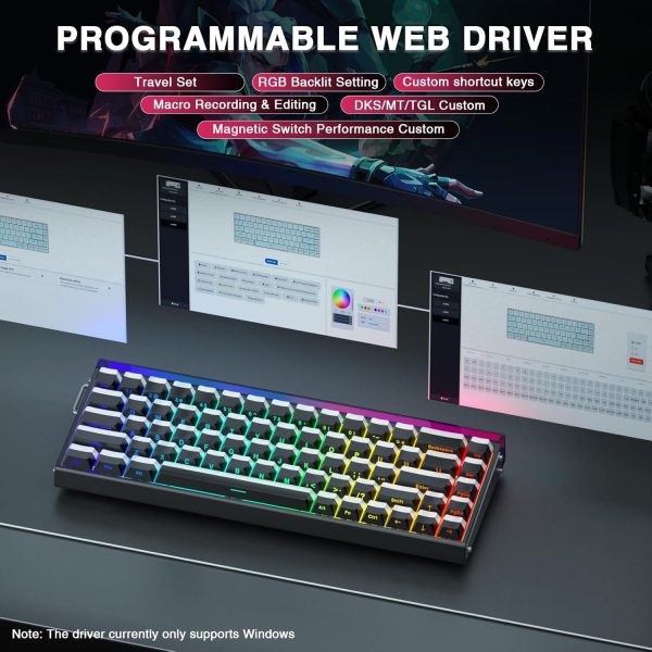 AULA HERO 68 HE Wired Hot-Swappable Magnetic Switch Gaming Keyboard, Black Light House (Uranus Switch) - Image 6