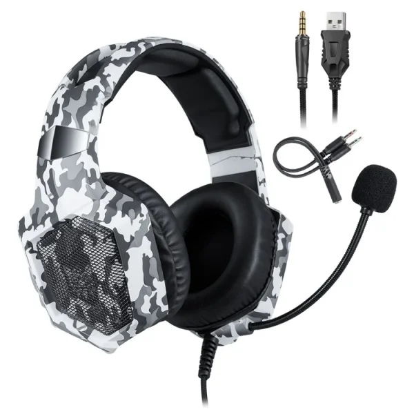 ONIKUMA K8 Wired Stereo Gaming Headphone, Camouflage White - Image 2
