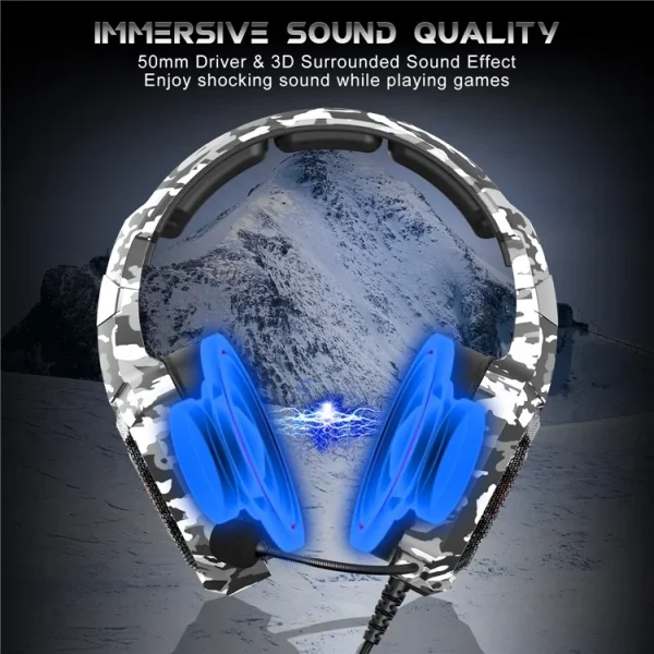 ONIKUMA K8 Wired Stereo Gaming Headphone, Camouflage White - Image 3
