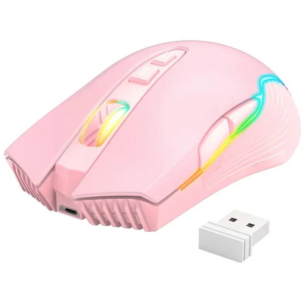 ONIKUMA CW905 2.4G Wireless Rechargeable Gaming Mouse, Pink - Image 2