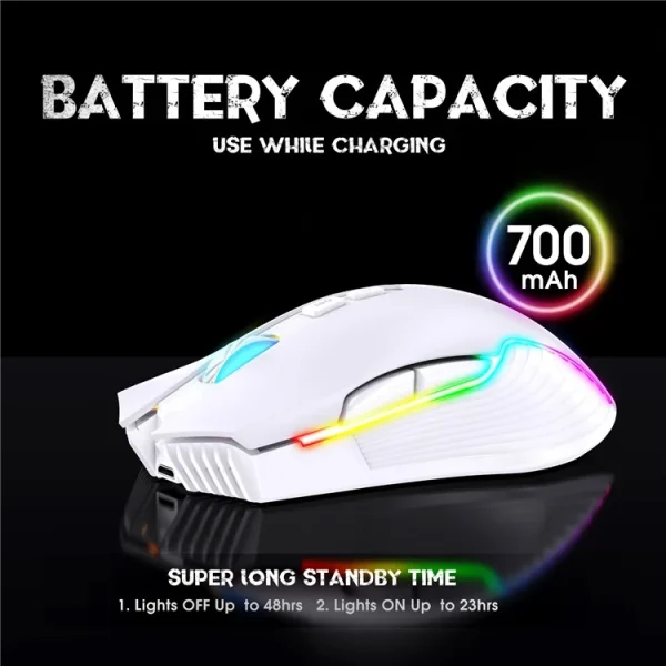 ONIKUMA CW905 2.4G Wireless Rechargeable Gaming Mouse, White - Image 5