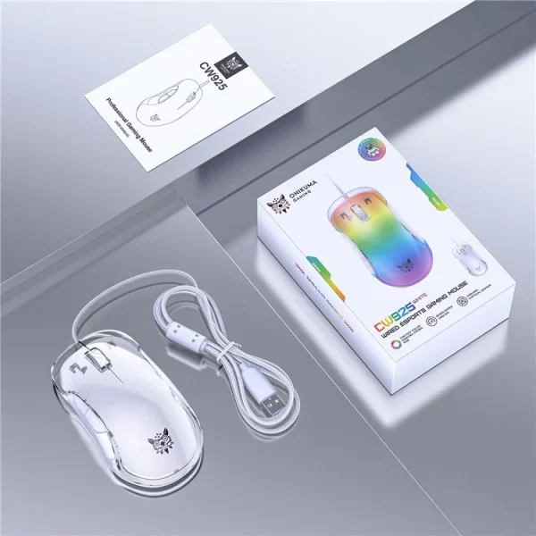 ONIKUMA CW925 RGB Backlit Wired Gaming Mouse, White - Image 10
