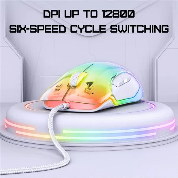ONIKUMA CW925 RGB Backlit Wired Gaming Mouse, White - Image 7