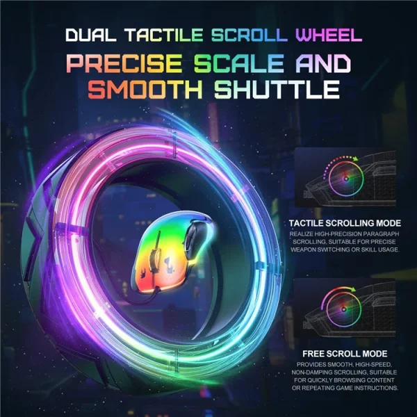 ONIKUMA CW925 RGB Backlit Wired Gaming Mouse, Black - Image 7