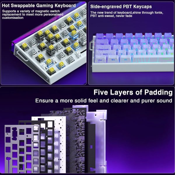 AULA HERO 68 HE Wired Hot-Swappable Magnetic Switch Gaming Keyboard, Purple Contour (Dragon King Switch) - Image 22