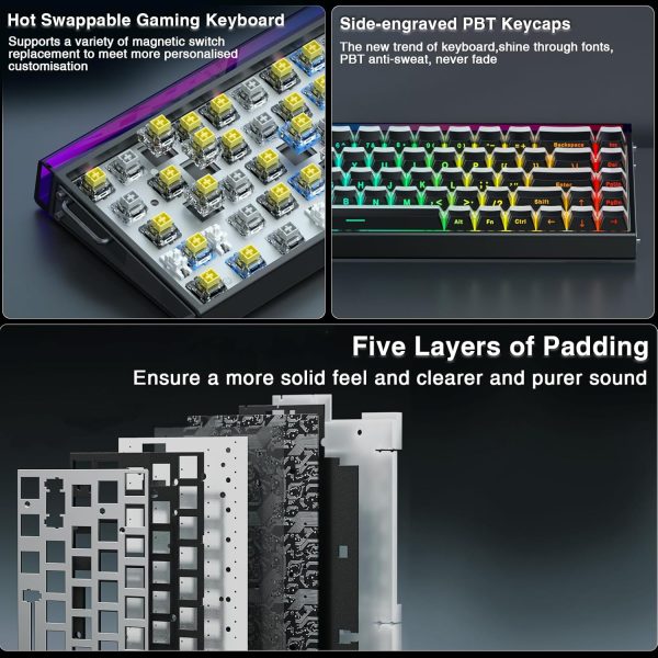 AULA HERO 68 HE Wired Hot-Swappable Magnetic Switch Gaming Keyboard, Black Light House (Uranus Switch) - Image 8