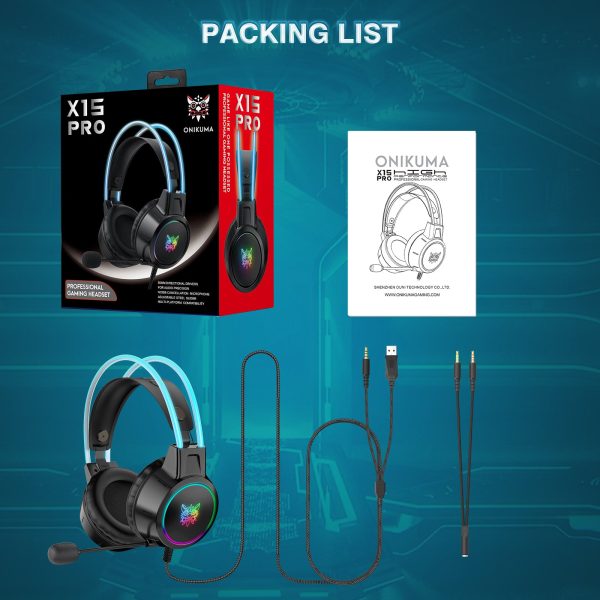 ONIKUMA X15 Pro Wired Gaming Headset, Black - Image 10