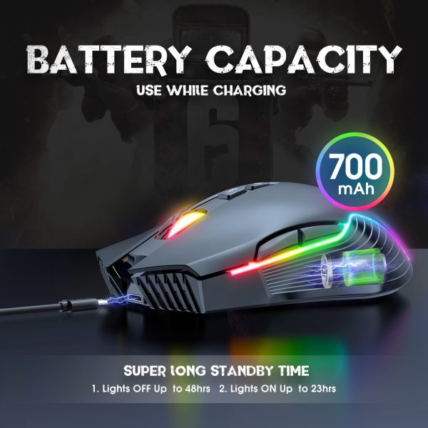 ONIKUMA CW905 2.4G Wireless Rechargeable Gaming Mouse, Black - Image 5