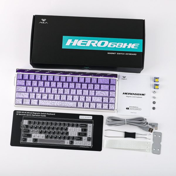 AULA HERO 68 HE Wired Hot-Swappable Magnetic Switch Gaming Keyboard, Purple Contour (Dragon King Switch) - Image 11