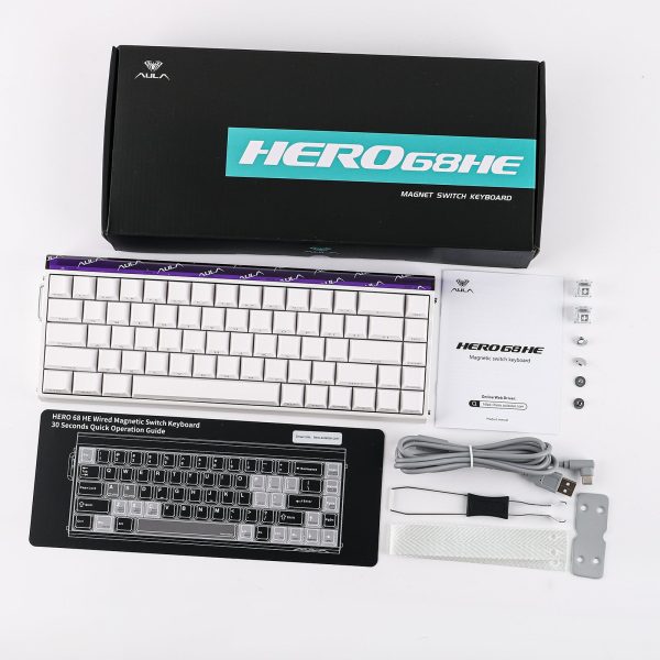 AULA HERO 68 HE Wired Hot-Swappable Magnetic Switch Gaming Keyboard, White Side-printed (Meteor Magnetic Switch) - Image 10