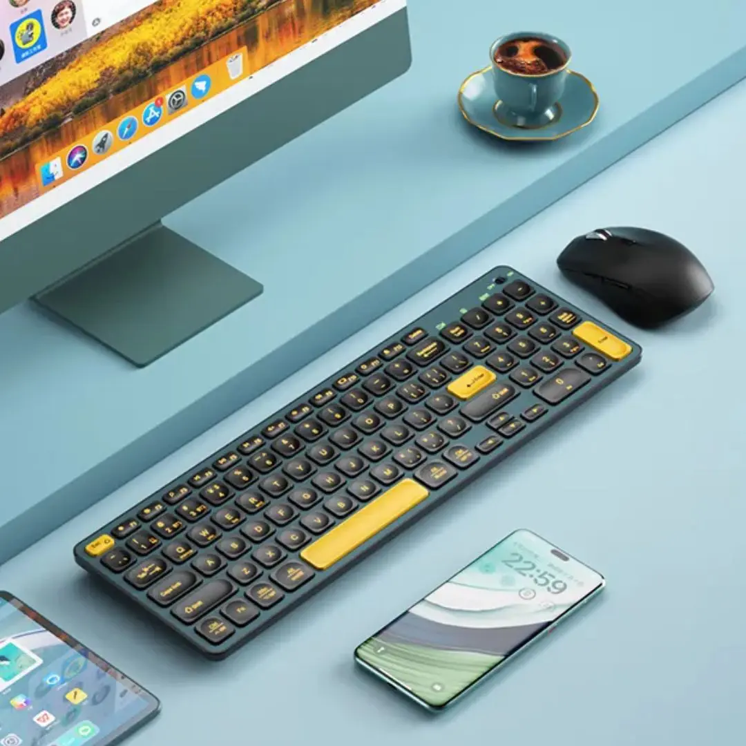 BOW HD305CL-2 Dual Mode Rechargeable Wireless Keyboard, Cyan Blue 3 BOW HD305CL-2 Dual Mode Rechargeable Wireless Keyboard, Cyan Blue - Image 3