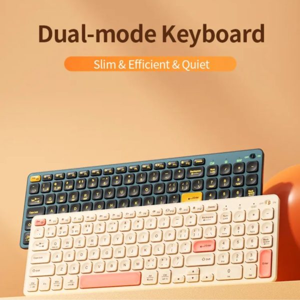BOW HD305CL-2 Dual Mode Rechargeable Wireless Keyboard, Cyan Blue - Image 10