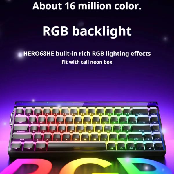 AULA HERO 68 HE Wired Hot-Swappable Magnetic Switch Gaming Keyboard, White Contour (Black King Switch) - Image 21