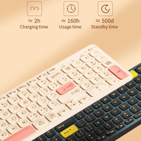 BOW HD305CL-2 Dual Mode Rechargeable Wireless Keyboard, Cyan Blue - Image 11
