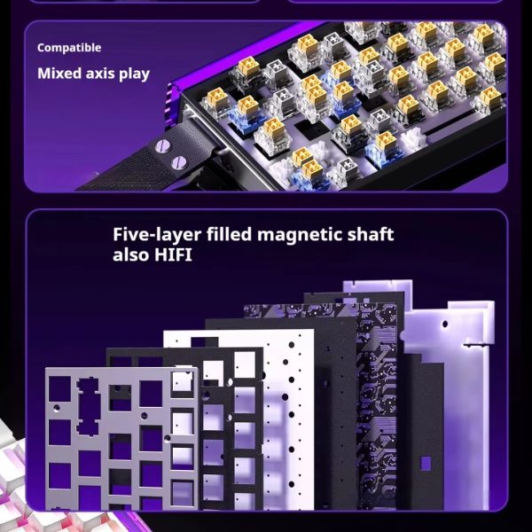 AULA HERO 68 HE Wired Hot-Swappable Magnetic Switch Gaming Keyboard, Purple Contour (Dragon King Switch) - Image 16