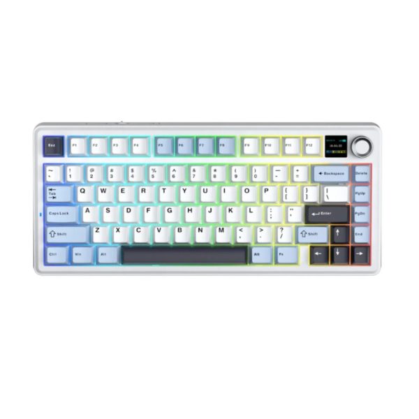 AULA F75 MAX Tri-Mode Wireless Gasket Mechanical Keyboard with TFT Screen and Knob, Glacier Blue