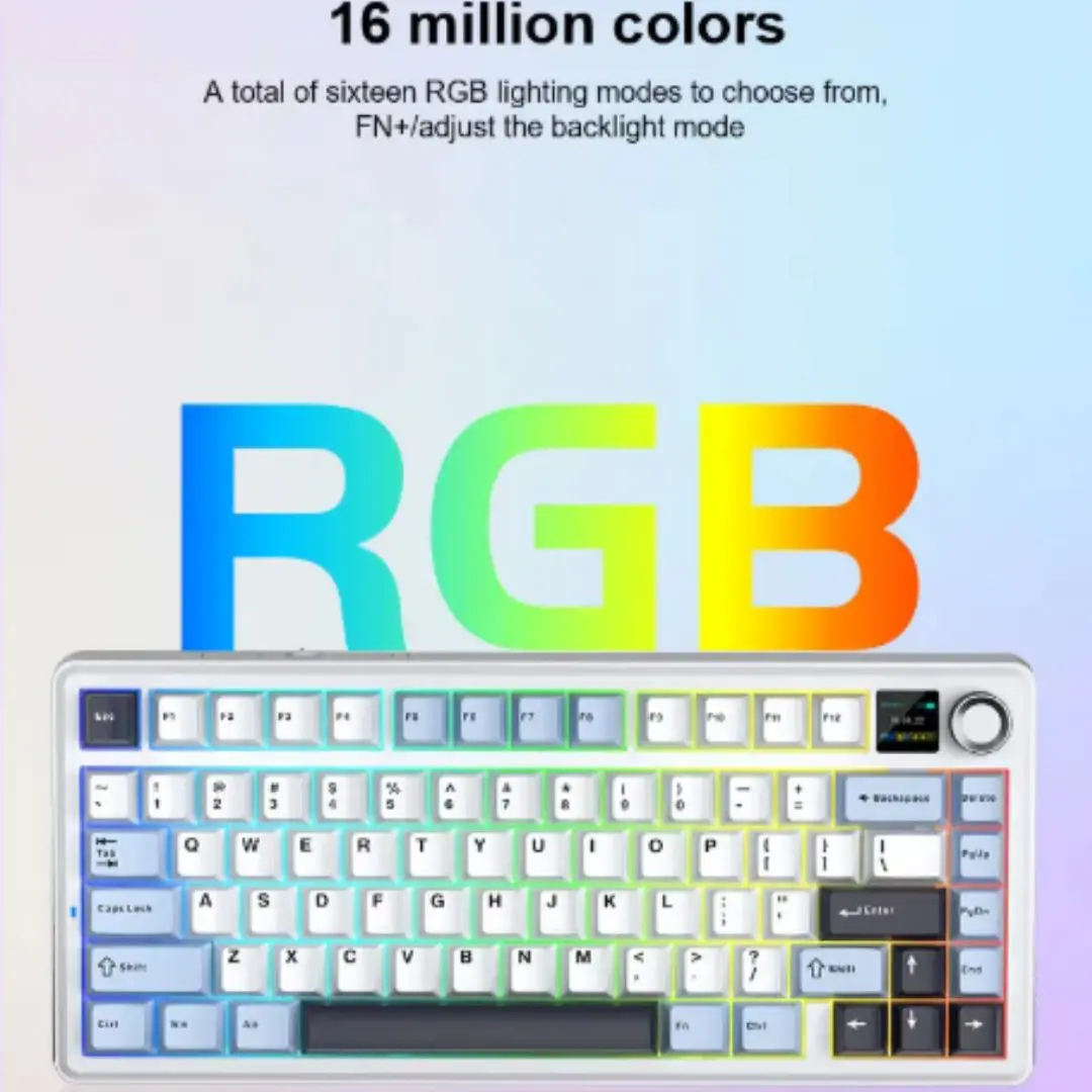 AULA F75 MAX Tri-Mode Wireless Gasket Mechanical Keyboard with TFT Screen and Knob, Glacier Blue 5 AULA F75 MAX Tri-Mode Wireless Gasket Mechanical Keyboard with TFT Screen and Knob, Glacier Blue - Image 5
