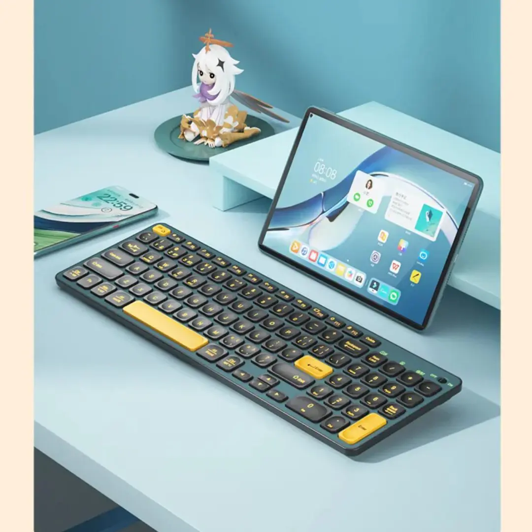 BOW HD305CL-2 Dual Mode Rechargeable Wireless Keyboard, Cyan Blue 4 BOW HD305CL-2 Dual Mode Rechargeable Wireless Keyboard, Cyan Blue - Image 4