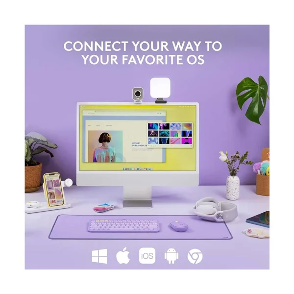 Logitech K380 Bluetooth Multi-Device Keyboard, Lavender Lemonade - Image 6