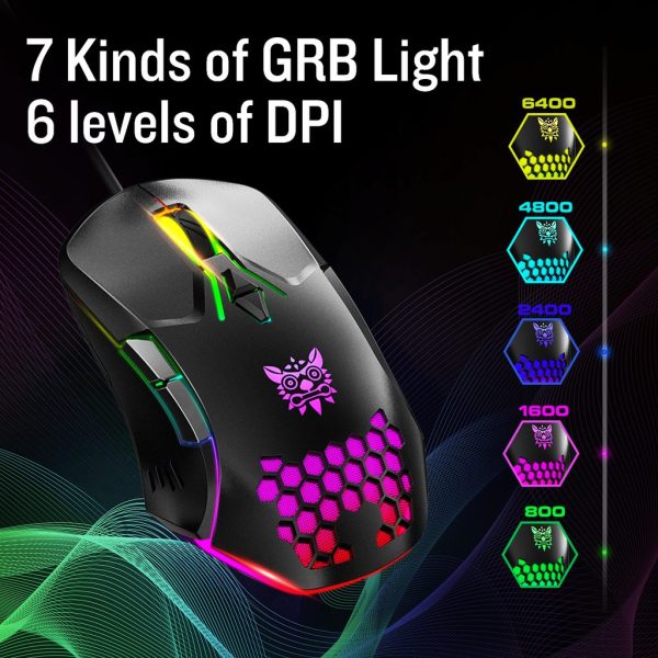 ONIKUMA CW902 Wired Gaming Mouse, Black - Image 5