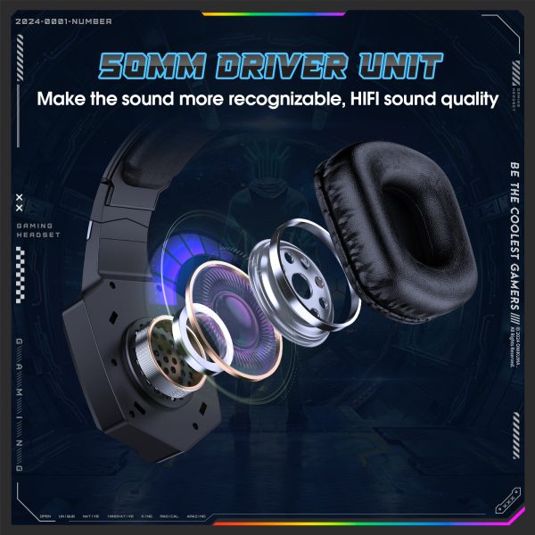 ONIKUMA GT806 Tri-Mode Wireless Gaming Headphone, Black - Image 6