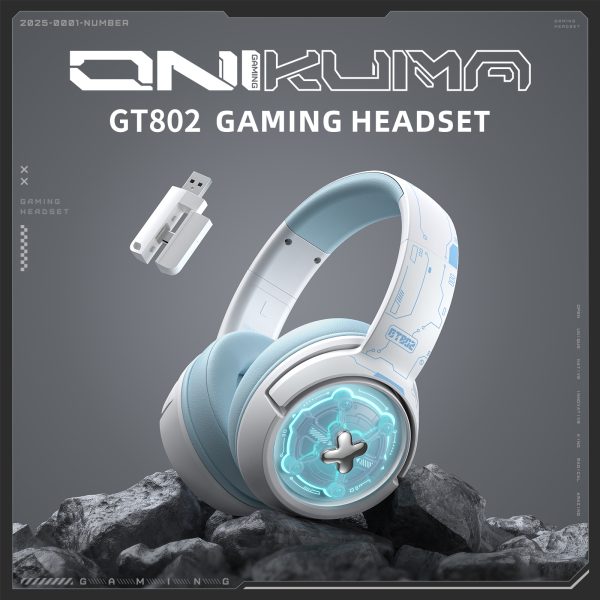 ONIKUMA GT802 Tri-Mode Wireless Gaming Headset, White - Image 2