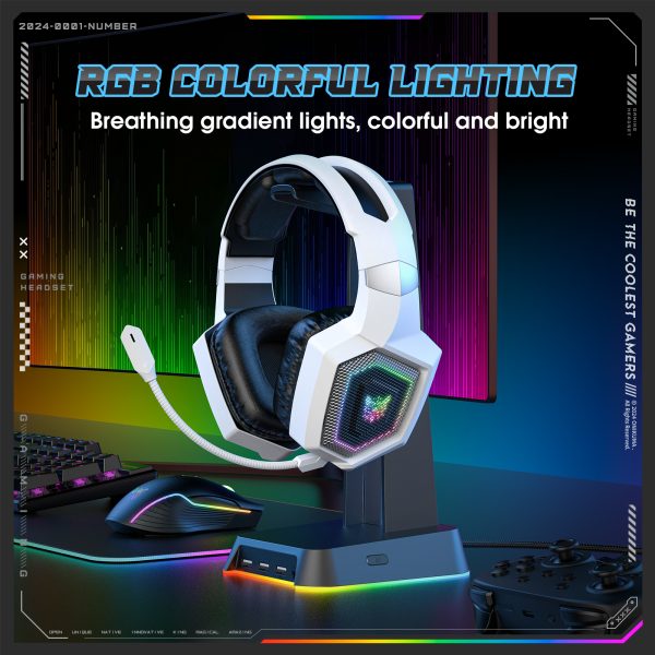 ONIKUMA GT806 Tri-Mode Wireless Gaming Headphone, White - Image 7