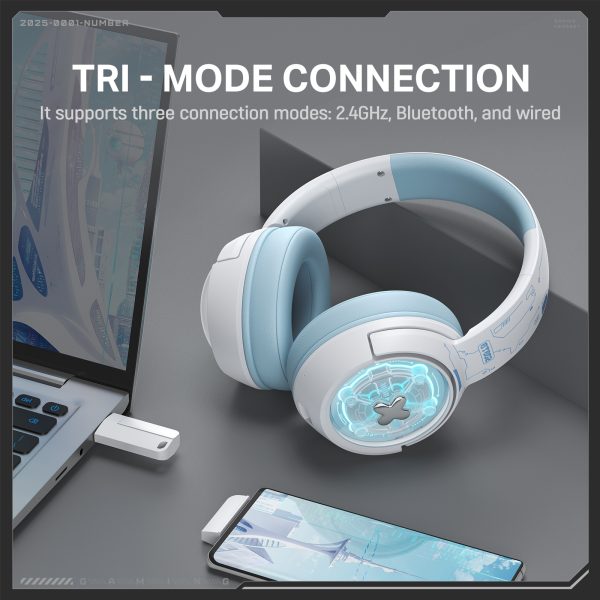 ONIKUMA GT802 Tri-Mode Wireless Gaming Headset, White - Image 3