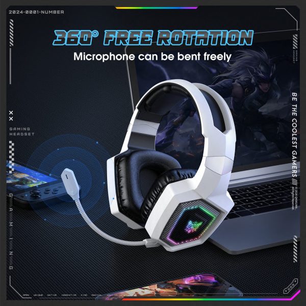 ONIKUMA GT806 Tri-Mode Wireless Gaming Headphone, White - Image 8
