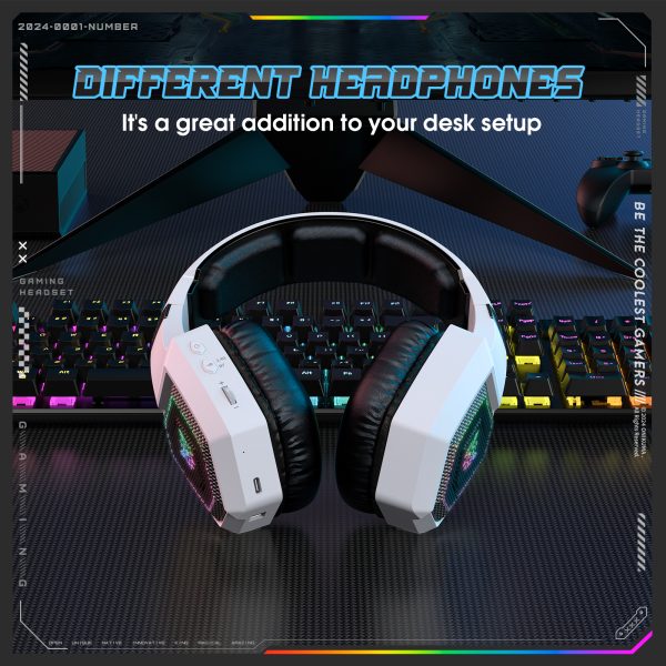 ONIKUMA GT806 Tri-Mode Wireless Gaming Headphone, White - Image 9