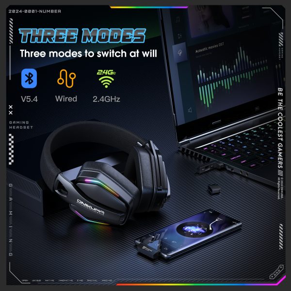 ONIKUMA GT826 Tri-Mode Wireless Gaming Headphone - Image 10