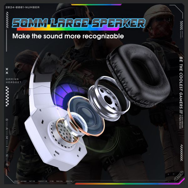 ONIKUMA K8 Wired Stereo Gaming Headphone, White - Image 3