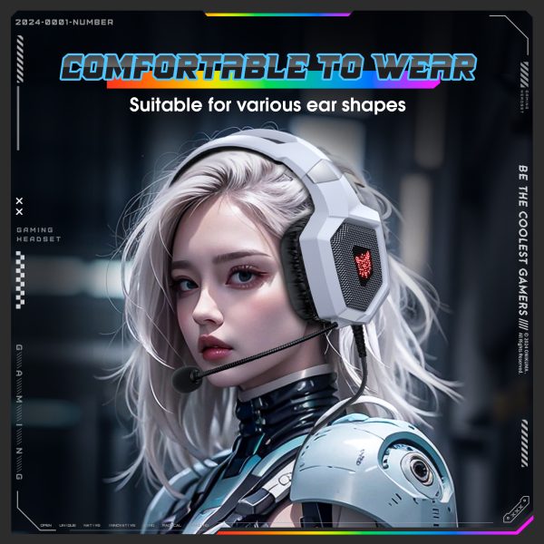 ONIKUMA K8 Wired Stereo Gaming Headphone, White - Image 4