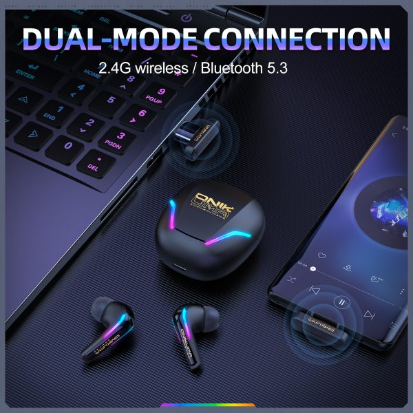 ONIKUMA T27 2.4G Wireless Gaming Earbuds with ENC Mic, Black - Image 3