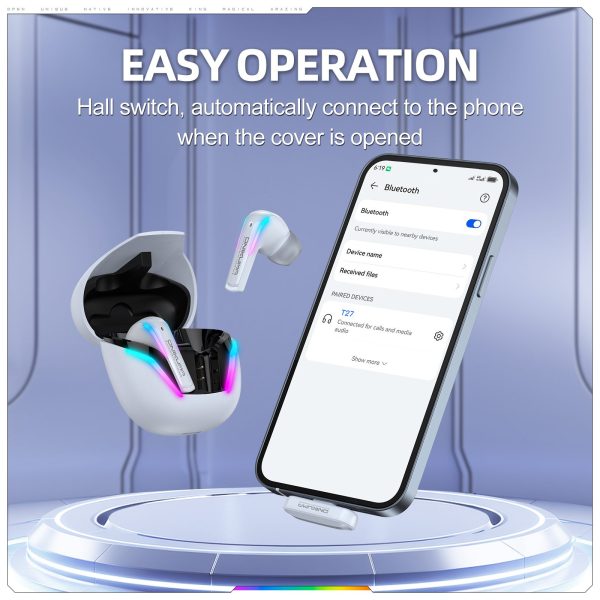 ONIKUMA T27 2.4G Wireless Gaming Earbuds with ENC Mic, White - Image 8