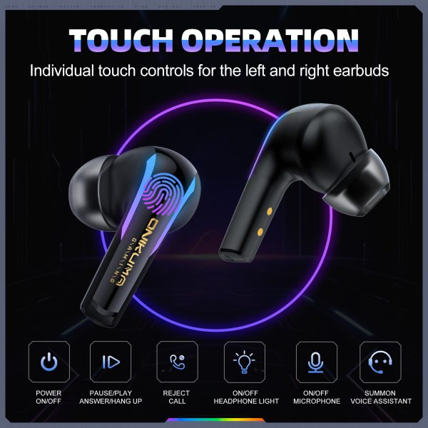 ONIKUMA T27 2.4G Wireless Gaming Earbuds with ENC Mic, Black - Image 7