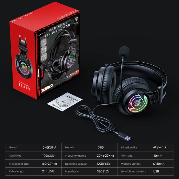 ONIKUMA X80 USB Wired Gaming Headphone - Image 8