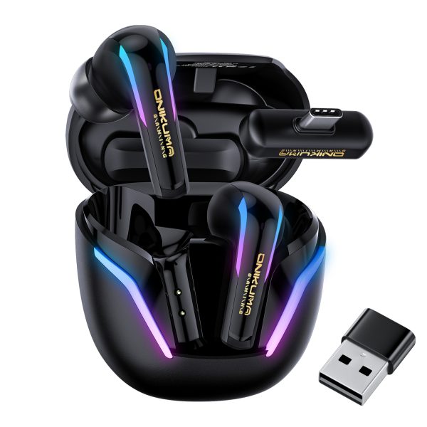 ONIKUMA T27 2.4G Wireless Gaming Earbuds with ENC Mic, Black