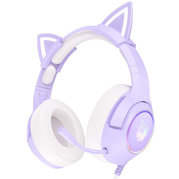 ONIKUMA K9 RGB Cat Ears Stereo Gaming Headset, Purple