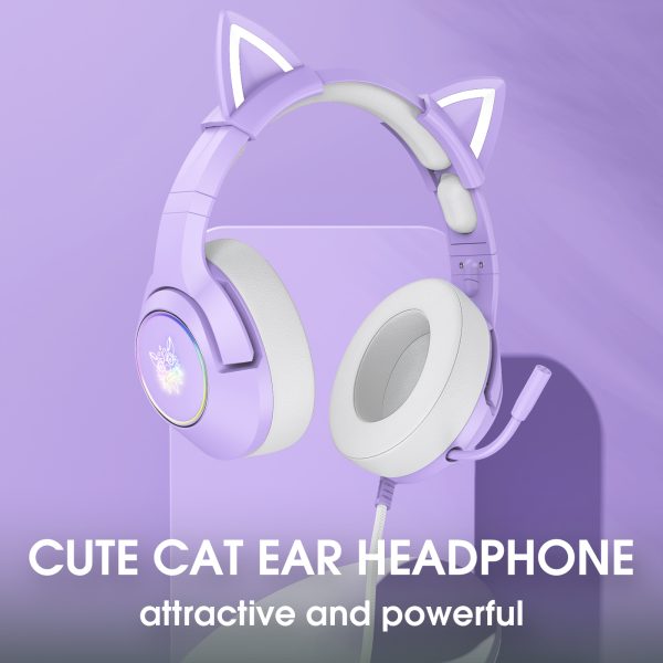 ONIKUMA K9 RGB Cat Ears Stereo Gaming Headset, Purple - Image 6
