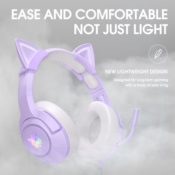 ONIKUMA K9 RGB Cat Ears Stereo Gaming Headset, Purple - Image 7