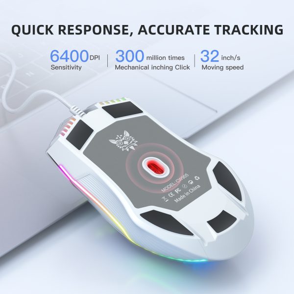 ONIKUMA CW905 Wired Gaming Mouse, White - Image 3
