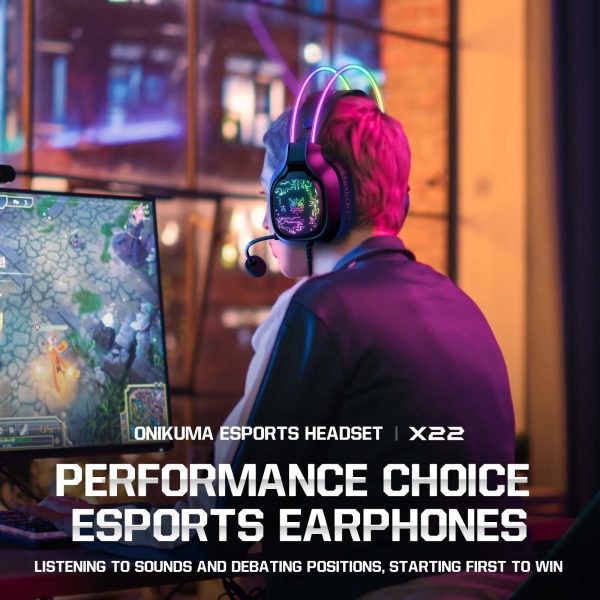 ONIKUMA X22 RGB Wired Gaming Headset, Black - Image 2