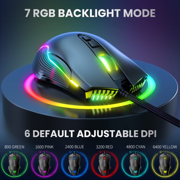 ONIKUMA CW905 Wired Gaming Mouse, Black - Image 5