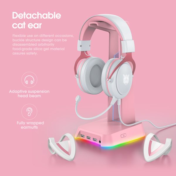 ONIKUMA X10 Stereo Wired Gaming Headset, White Pink - Image 3