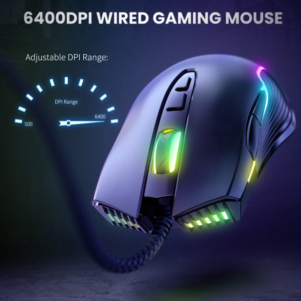 ONIKUMA CW905 Wired Gaming Mouse, Black - Image 6