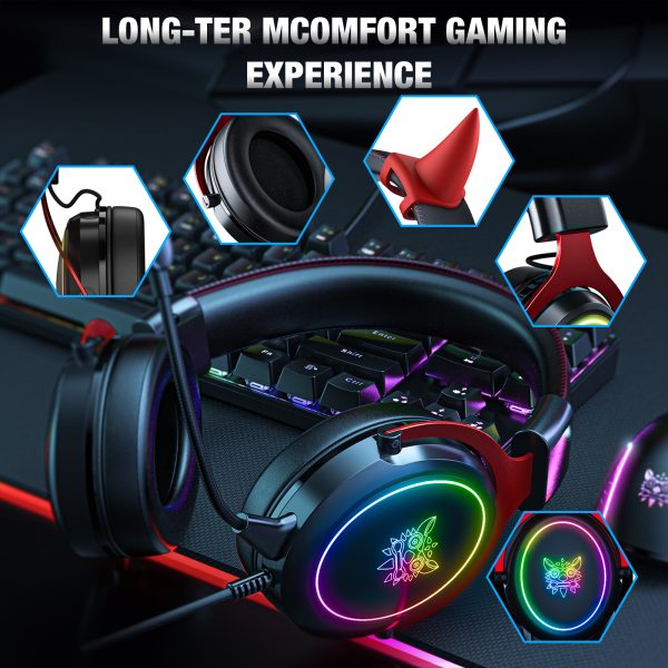 ONIKUMA X10 Stereo Wired Gaming Headset, Black - Image 4