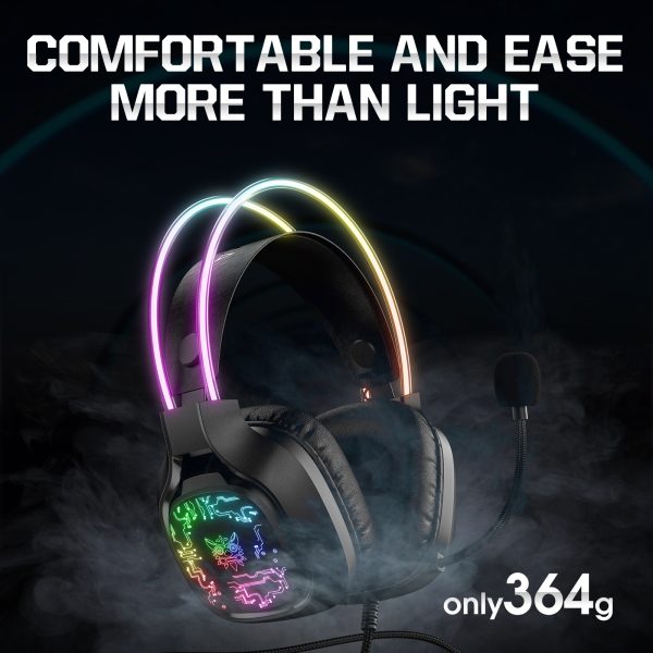 ONIKUMA X22 RGB Wired Gaming Headset, Black - Image 5